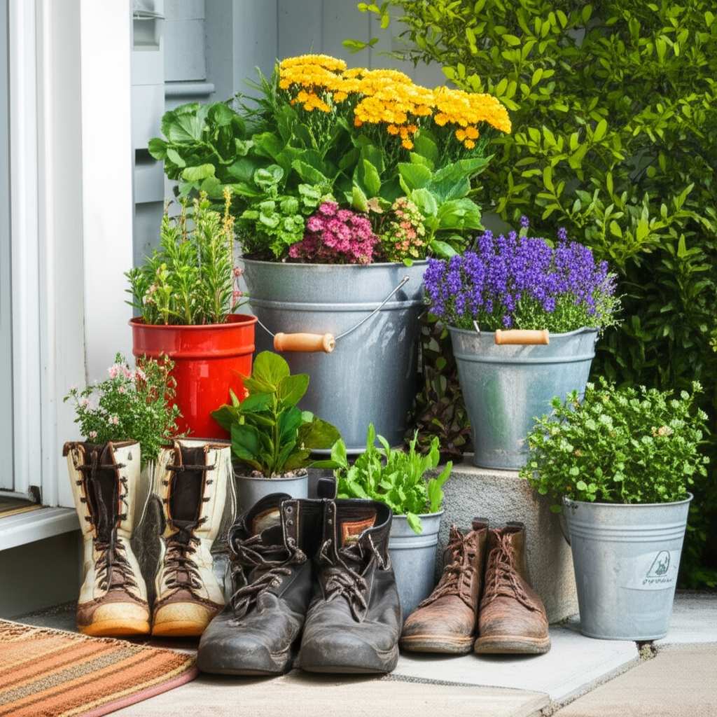 Featured image for Worn-Out Boots and Buckets Make Perfect Garden Planters